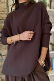 Charli Honeycomb Oversized Turtle Knit Chocolate